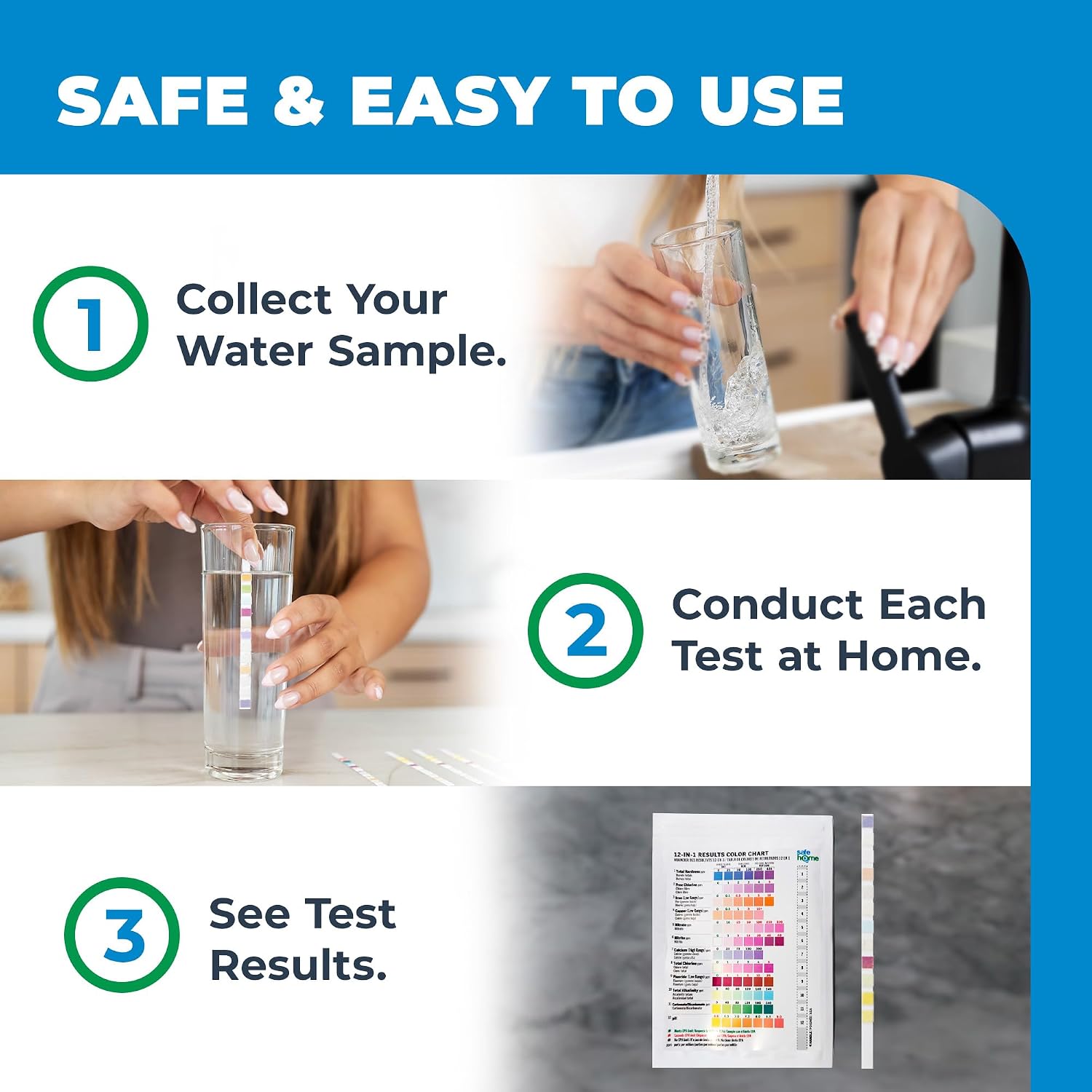 Safe Home® 14-in-1 DIY Ultimate Drinking Water Test Kit – Includes The Selling Lead & Bacteria Test Kits + 12