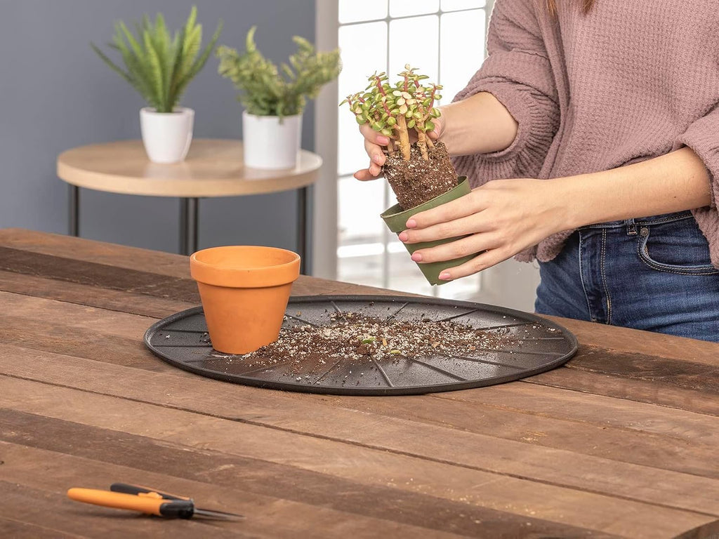 WeatherTech 18" Plant Mats/Coasters - for Floor Protection from Planter Spills, leaks and Soil (8A18CST2PKBK)- Black