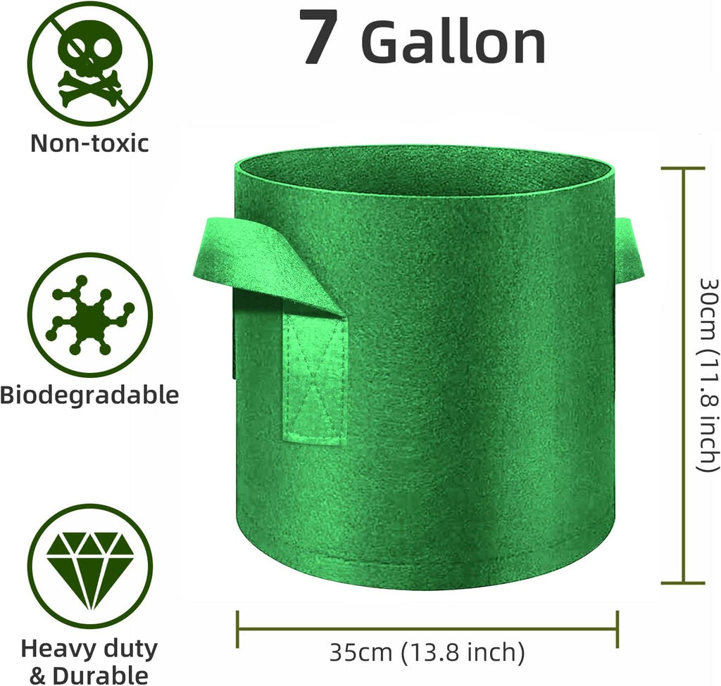 12-Pack 7 Gallon Plant Grow Bags, Thickened Nonwoven Fabric Pots with Handles, Vegetable Planter Bags Containers, Cloth