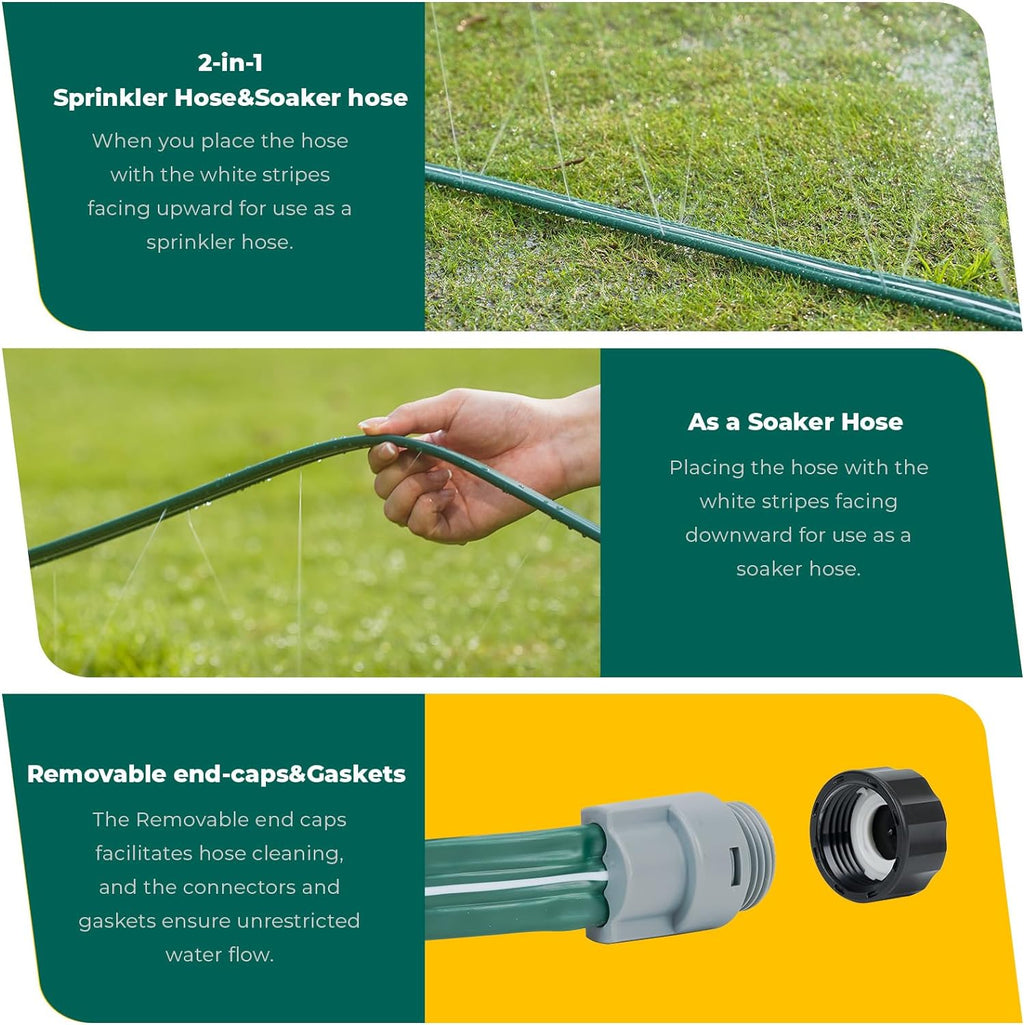 Sprinkler Soaker Hose 50ft for Garden Lawn, Watering Pipe with Holes, High-Efficiency Water-Saving Garden Irrigation