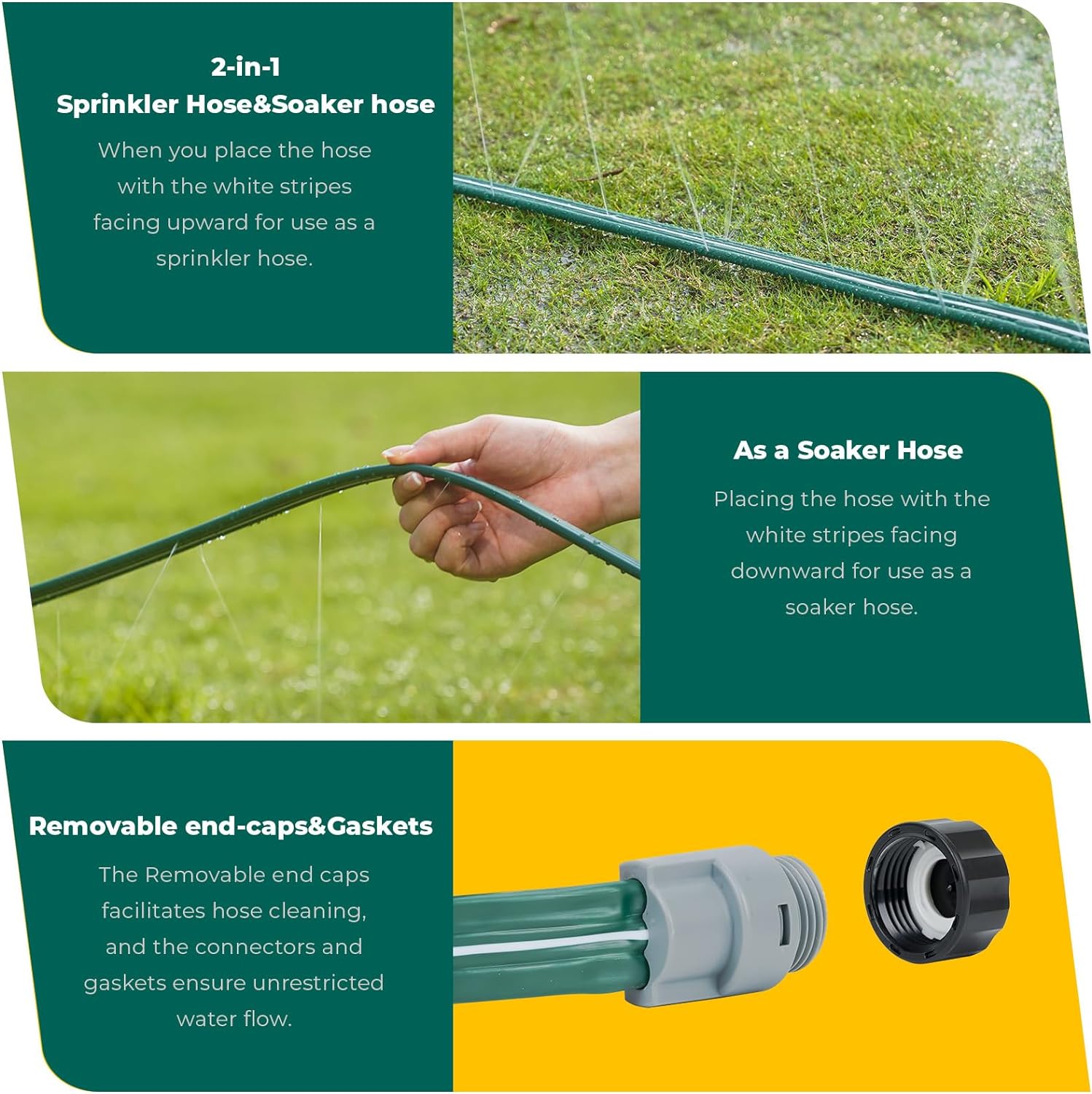 Sprinkler Soaker Hose 50ft for Garden Lawn, Watering Pipe with Holes, High-Efficiency Water-Saving Garden Irrigation