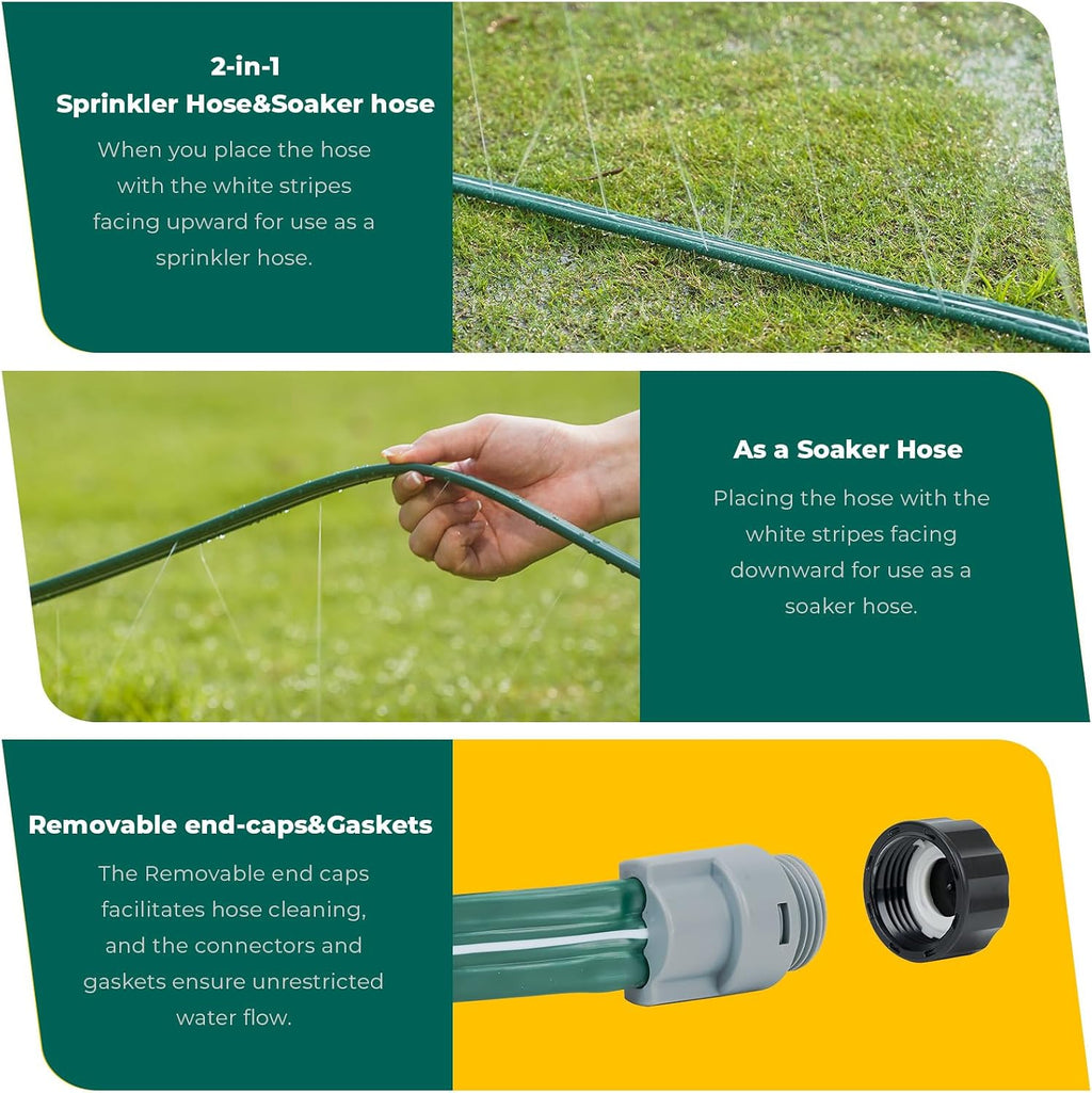 Sprinkler Soaker Hose 25ft 2Pack for Garden Lawn, Watering Pipe with Holes, High-Efficiency Water-Saving Garden
