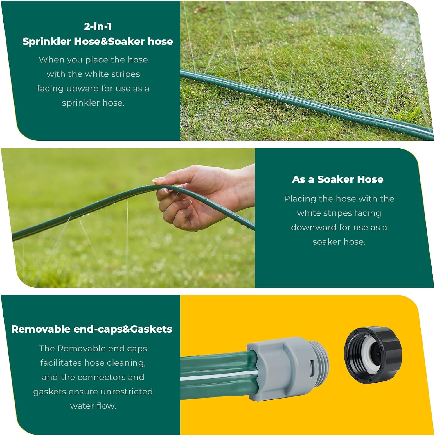 Sprinkler Soaker Hose 25ft 2Pack for Garden Lawn, Watering Pipe with Holes, High-Efficiency Water-Saving Garden