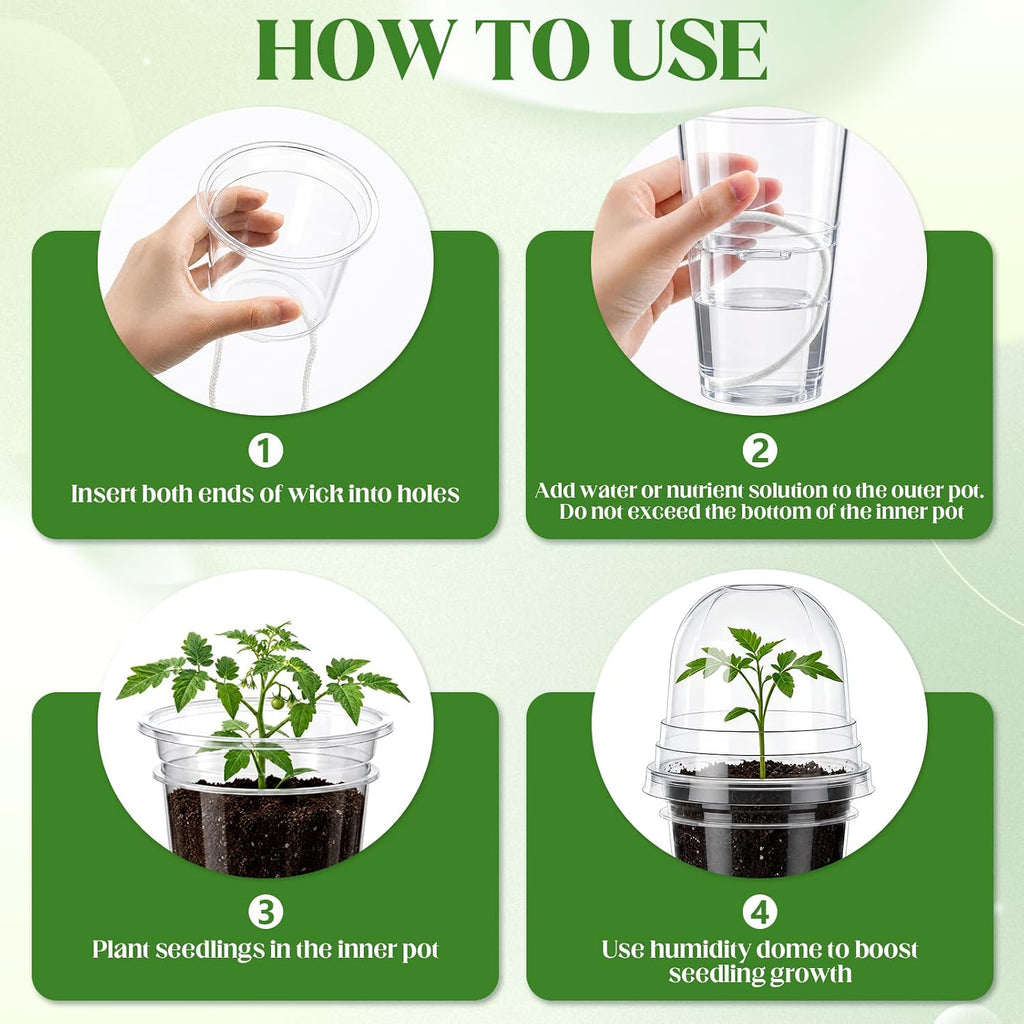 15 Pack 3.5" Self Watering Propagation Pots Clear Plastic | Nursery Cups with Humidity Dome, for Alocasia Corms