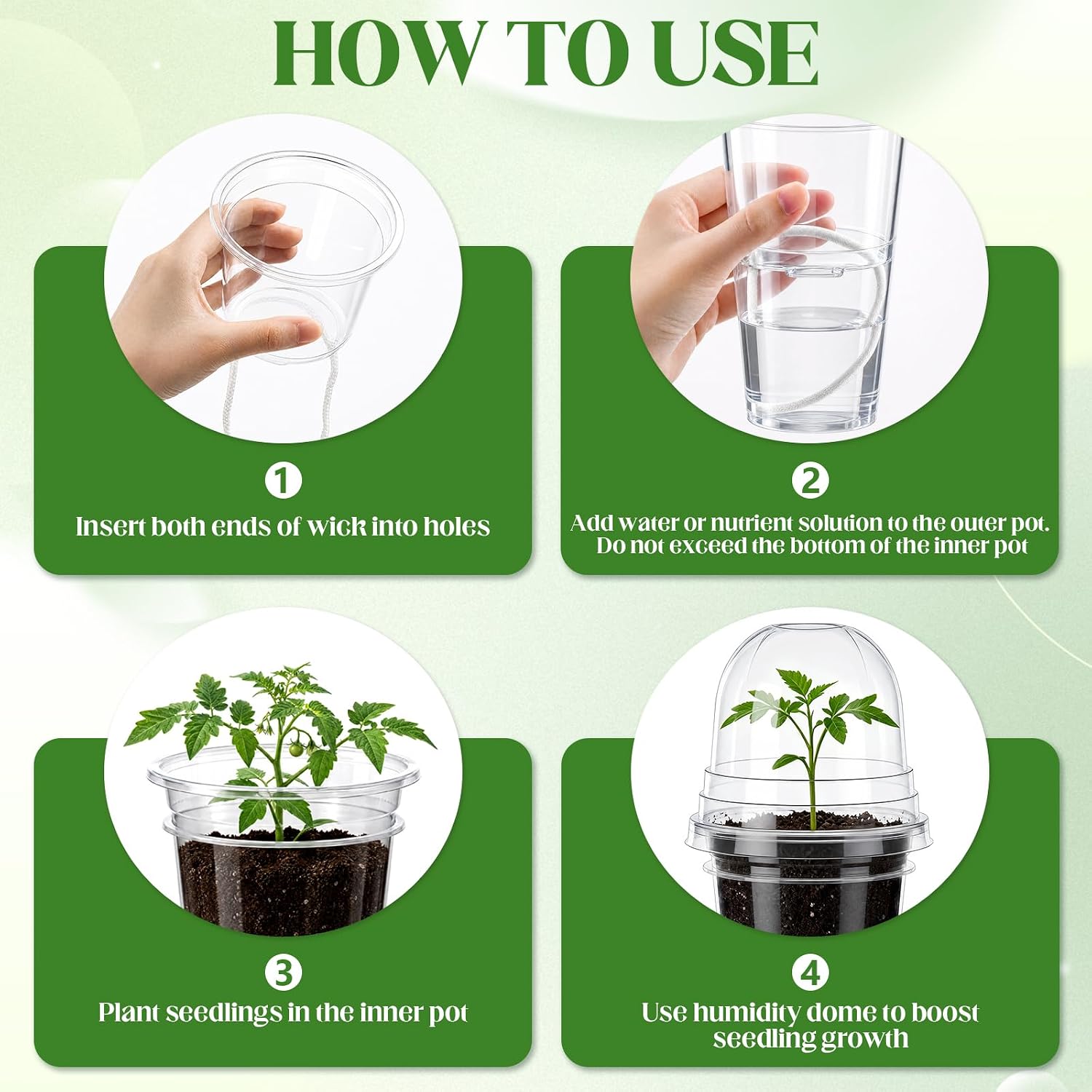 15 Pack 3.5" Self Watering Propagation Pots Clear Plastic | Nursery Cups with Humidity Dome, for Alocasia Corms