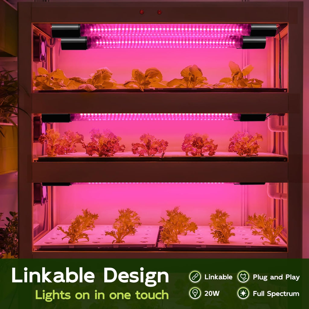 Hlite 16inch LED Grow Lights - Linkable Grow Lights for Indoor Plants | Full Spectrum Plant Lights Plug and Hanging