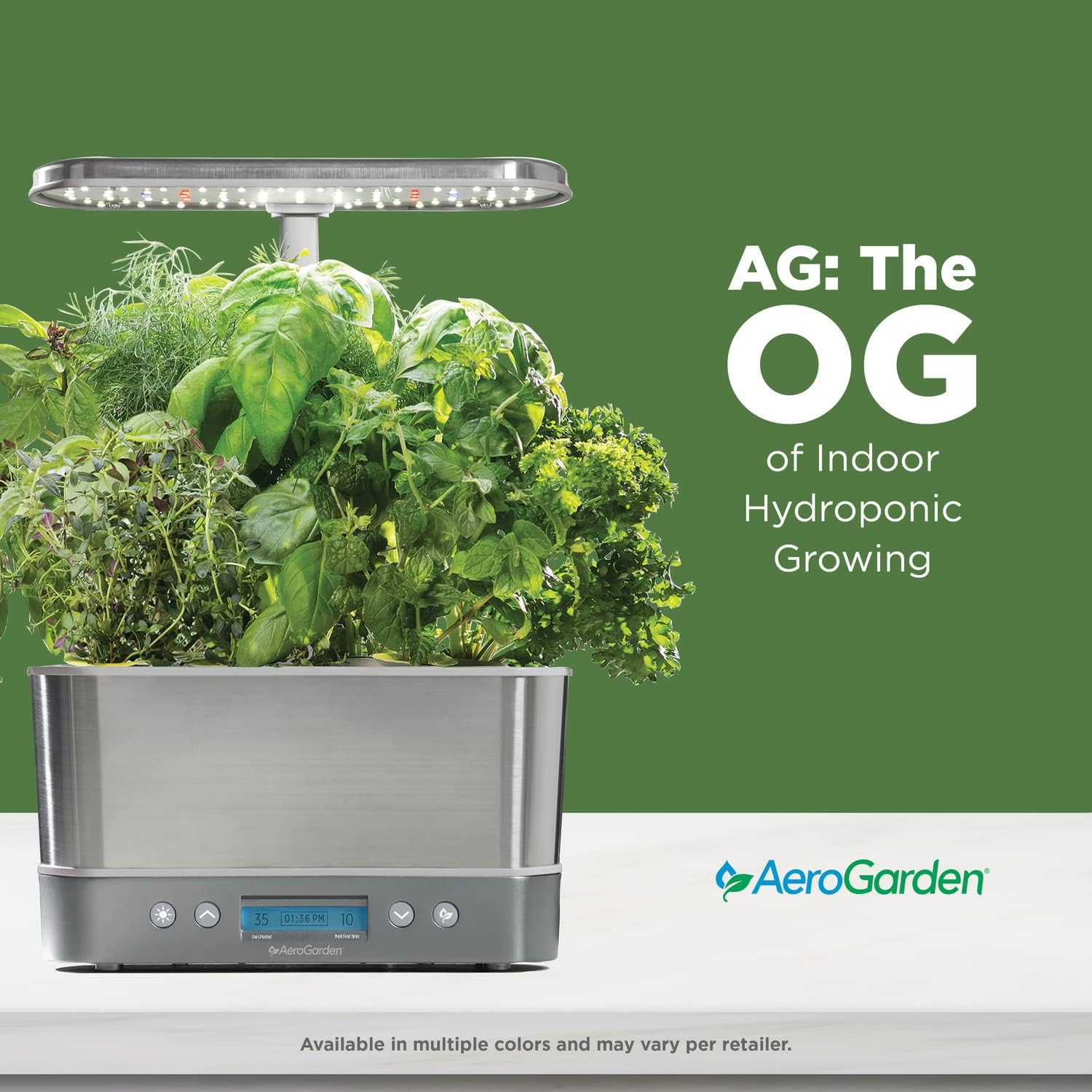 AeroGarden Harvest Elite, Stainless Steel | Indoor Garden with LED Grow Light