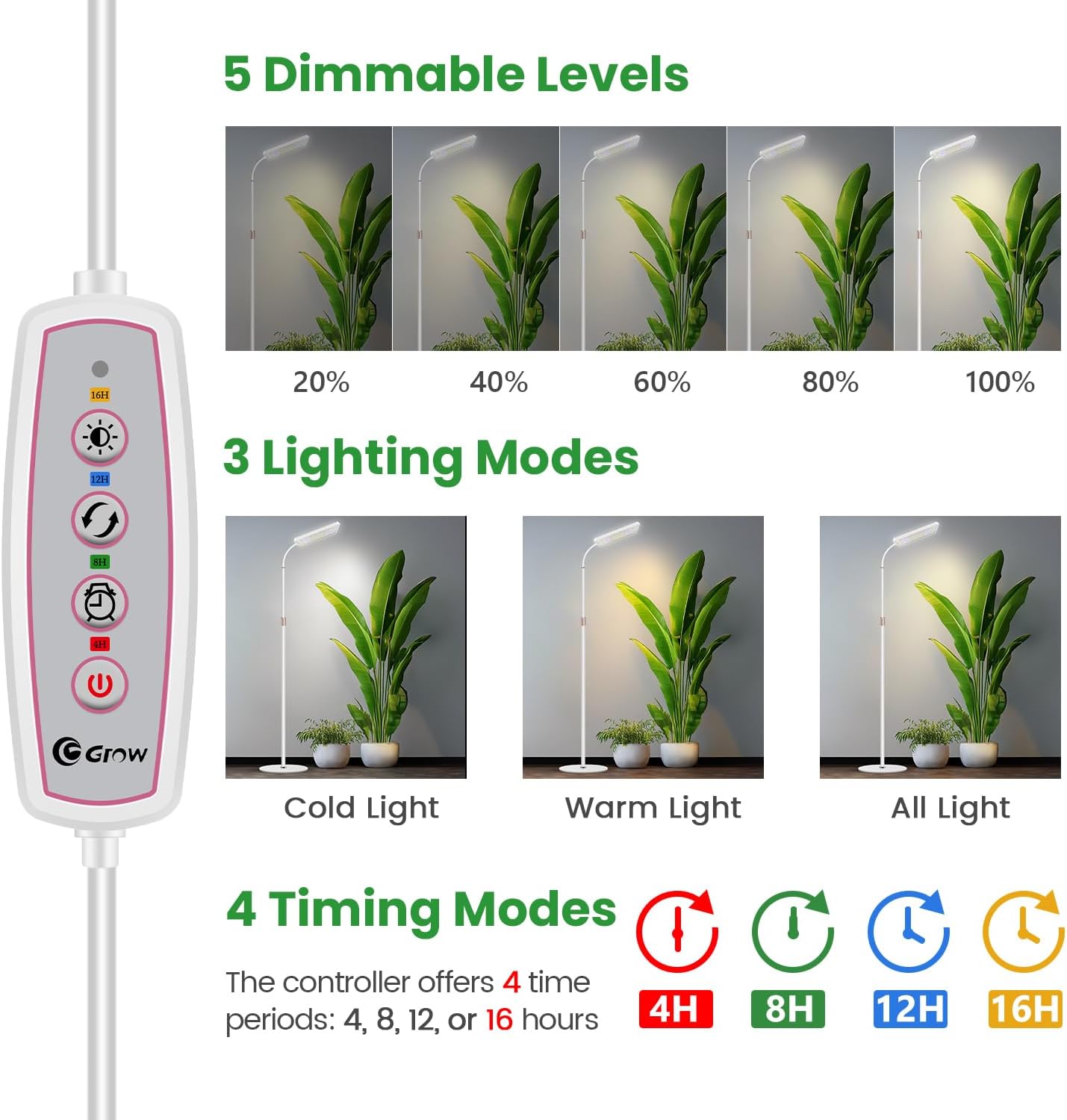 Wiaxulay Grow Lights for Indoor Plants,Full Spectrum Plant Light 68in Stand | 153 LEDs Floor Growing Lamp for Tall