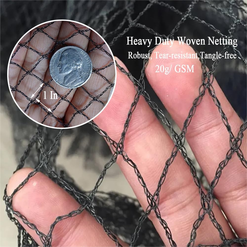 Bird Netting 25x50 Ft, 1 in Mesh Heavy Duty Garden Netting | Extra Strong Woven Mesh Netting Pest Barrier for Plants