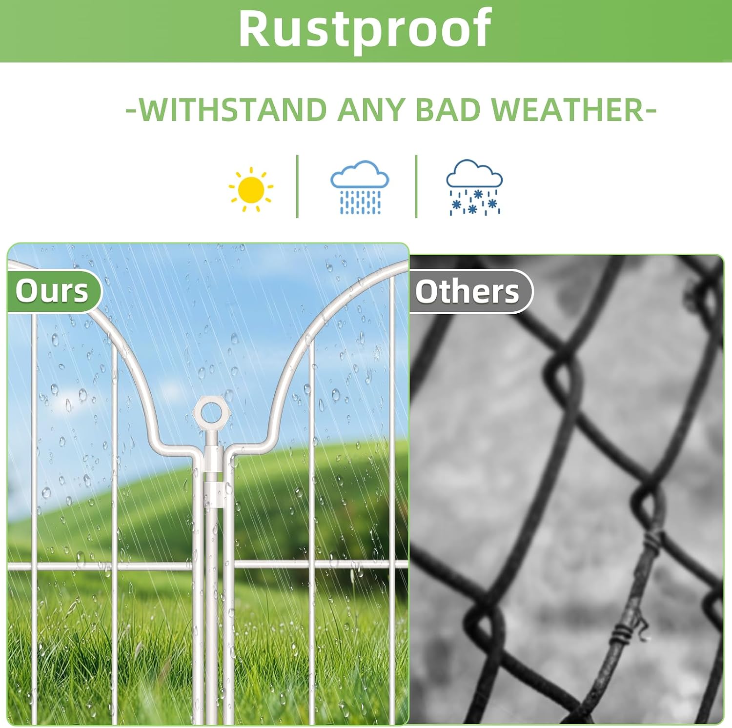 30 Pack White Decorative Garden Fence, 17in(H) x 32ft(L), with Ground Stake | Arched Rustproof Metal No Dig Garden