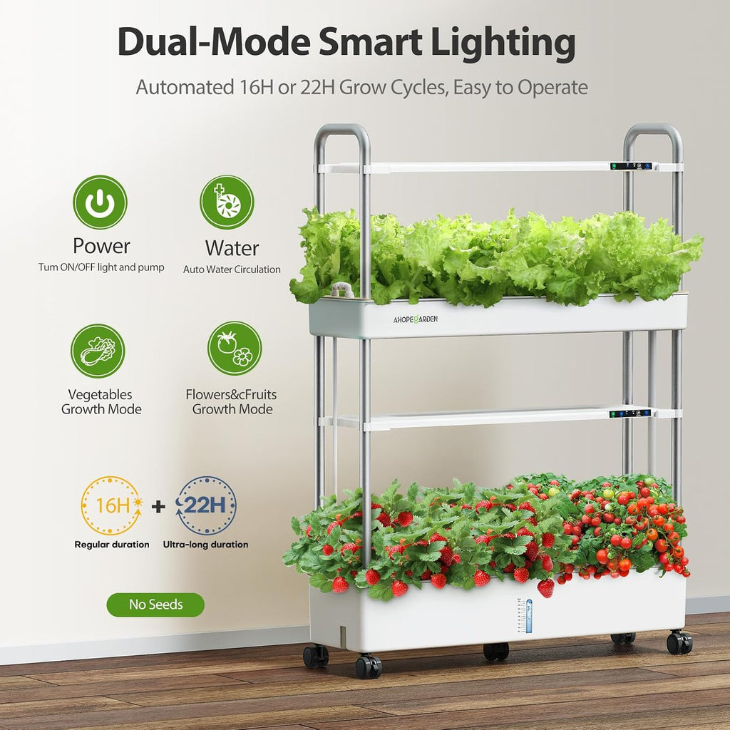 Ahopegarden Indoor Garden Hydroponics Growing System Kit: 60 Pods Indoor Herb Garden with LED Grow Light - Plant