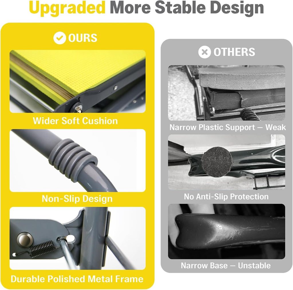 Garden Kneeler and Seat Heavy Duty, Foldable Gardening Stool Bench | With Widened Thick Soft Kneeling Pad and Tool