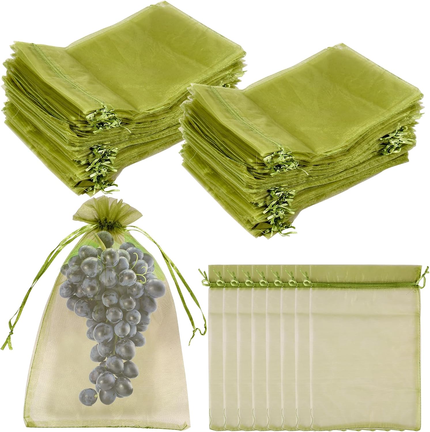 200Pcs Fruit Protection Bags, Fine Mesh Garden Netting Bags with Drawstring | Reusable Organza Fruit Tree Netting Cover