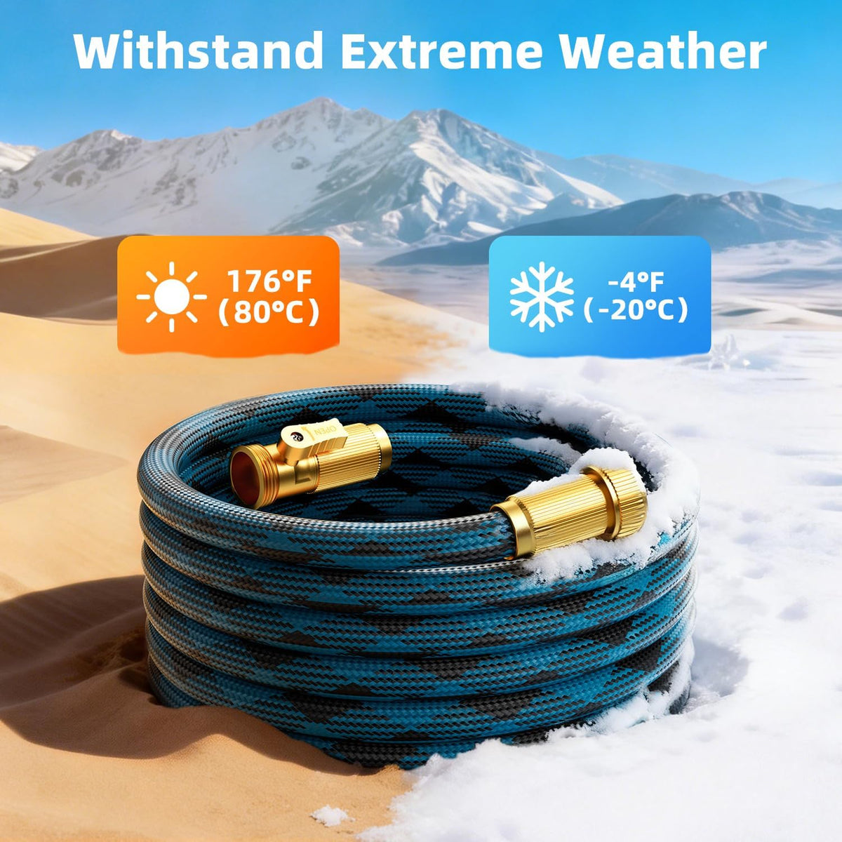 Garden Hose, Non-Expandable Water Hose 100ft, Flexible, Kink & Leak Proof Water Pipe with 10-Function Spray Nozzle