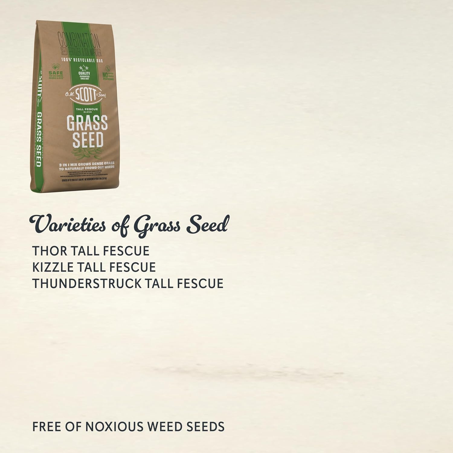 O.M. Scott & Sons Tall Fescue Blend Grass Seed, 8 lbs. | Lawn Seed, Fertilizer and Soil Improver, Naturally Crowds Out