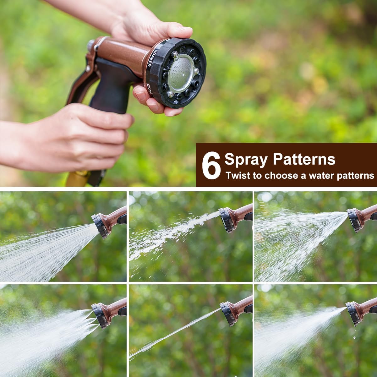 FANHAO 7 Spray Patterns Metal Garden Hose Nozzle with Lockable Trigger | Rustproof Hose Sprayer Nozzle Heavy Duty