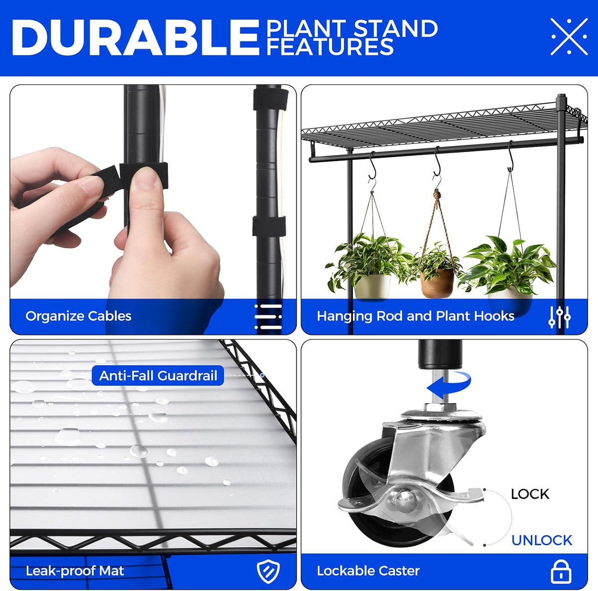 Barrina CX3 Plant Stand with Grow Light, 4-Tier, 108W, 35.4x13.8x70.9IN | 3FT 5000K Full Spectrum Plant Lamps, Indoor