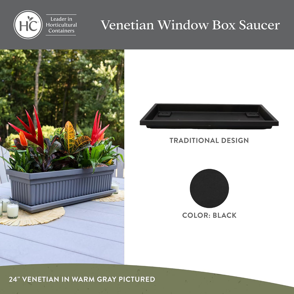 The HC Companies Venetian Rectangular Plant Tray - Lightweight Plastic Plant Saucer - Plant Drip Trays for Drainage