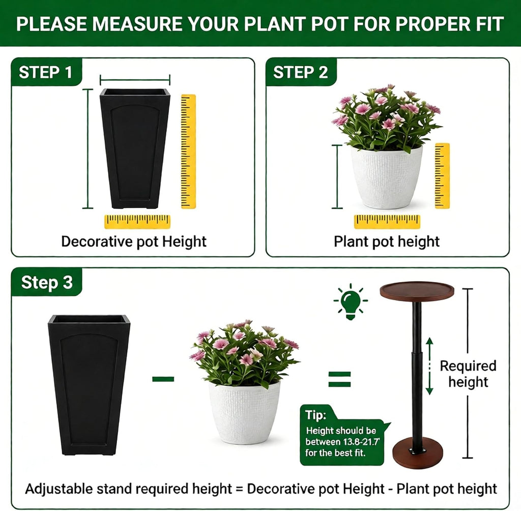 LUTTY 2 Pack Plant Risers for Inside Pots, Wooden 13.8-21.7" Adjustable Height Plant Riser