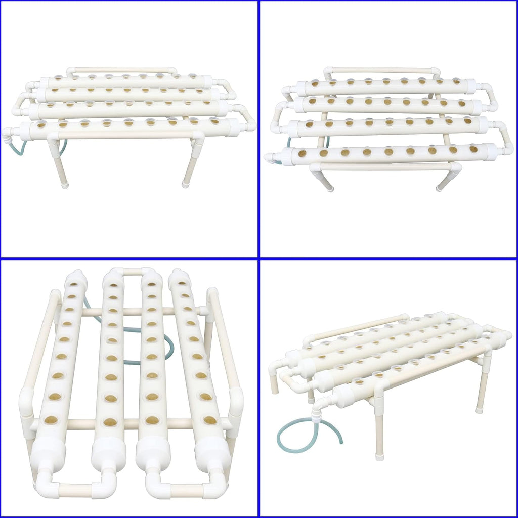 INTBUYING Hydroponics Growing System 36 Holes 4 Pipes 1 Layer Plant Site Grow Kit Horizontal with Water Pump, Nest