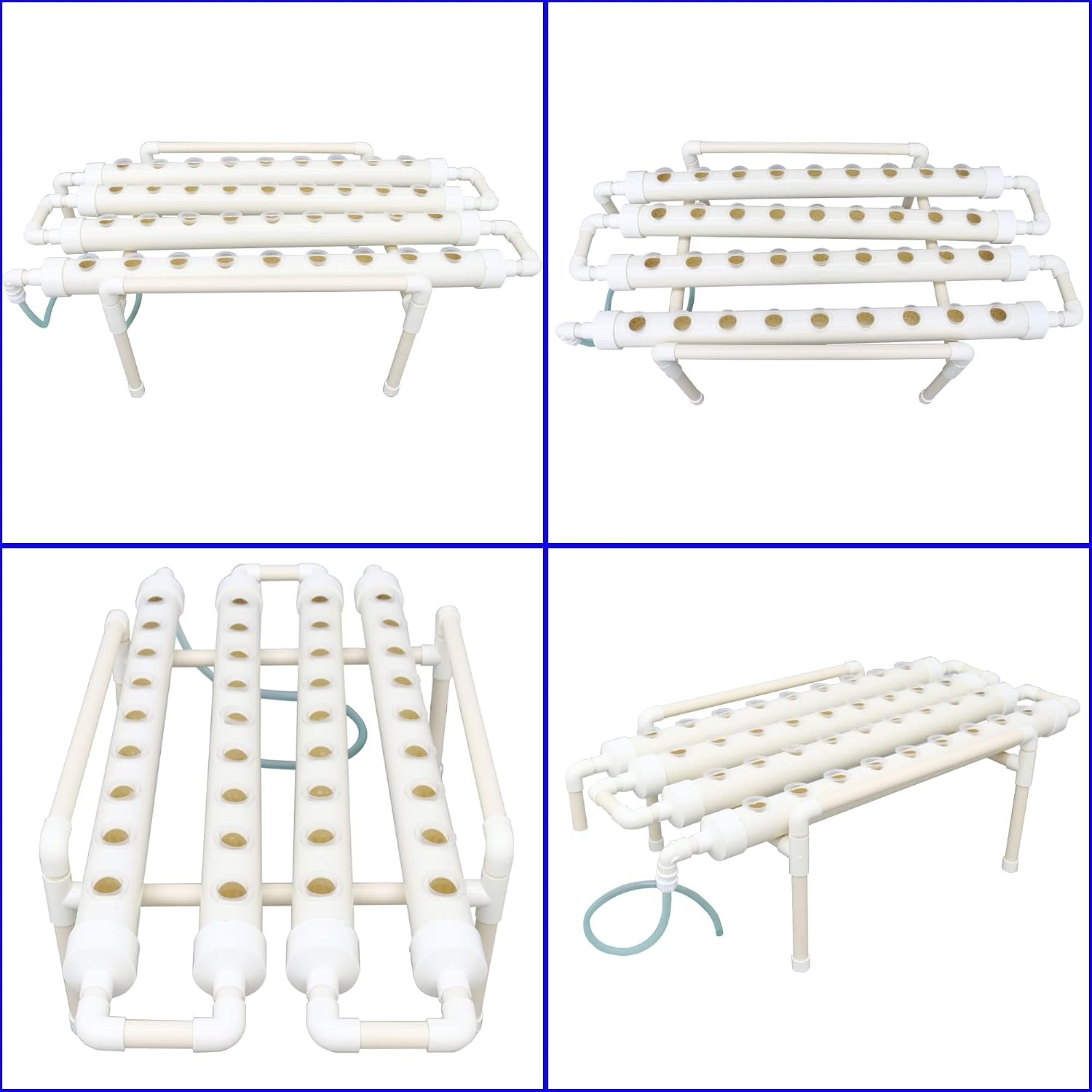 INTBUYING Hydroponics Growing System 36 Holes 4 Pipes 1 Layer Plant Site Grow Kit Horizontal with Water Pump, Nest
