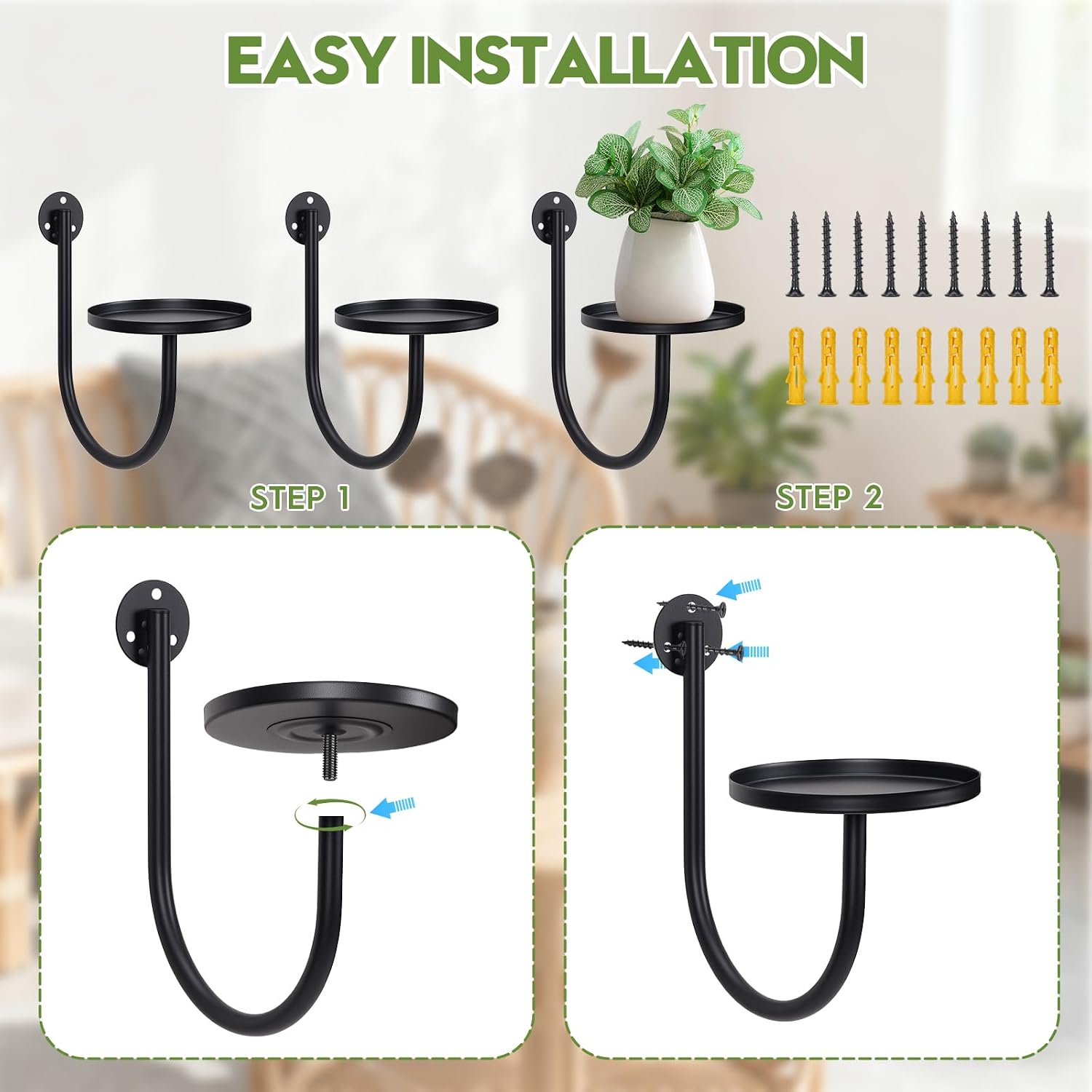 Wall Plant Holder and Hanging Planters for Indoor Plants,Plant Hangers for Indoor Wall Decor and Outdoor Plant Stand(3