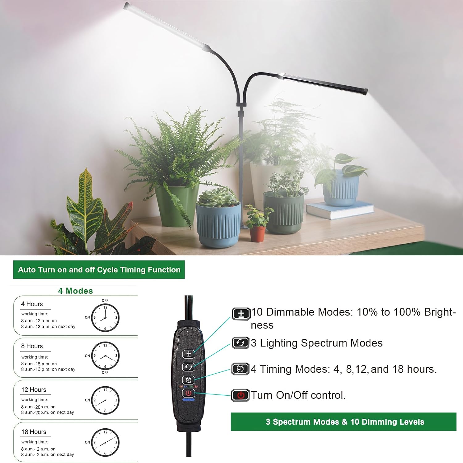 Professional Grow Lights for Indoor Plants Growing, Full Spectrum | 2026 Upgrade,162 LEDs, Height Adjustable 13-38", 3
