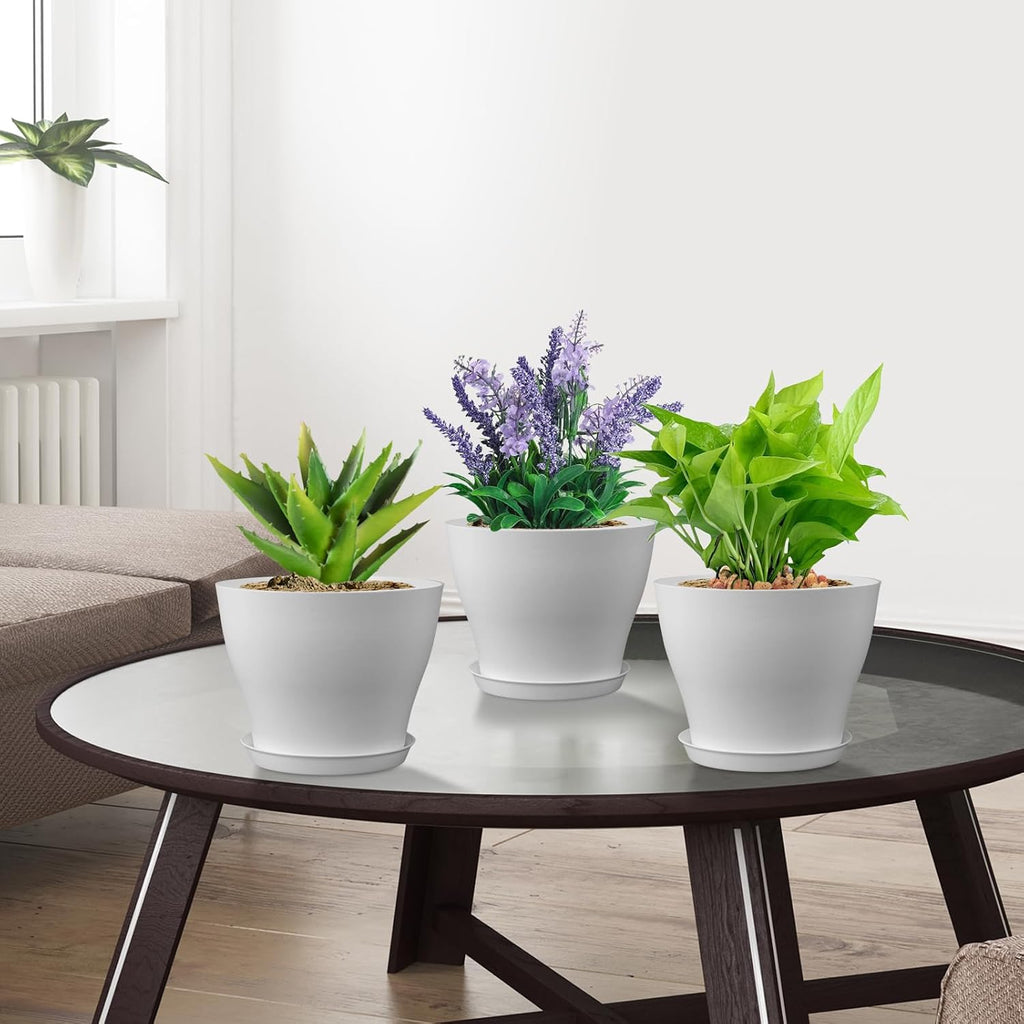 Meowell 6 inch Plastic Nursery Pots, 16 Pack Plant Pots for Small Indoor Outdoor Plants, Flower Pots with Drainage