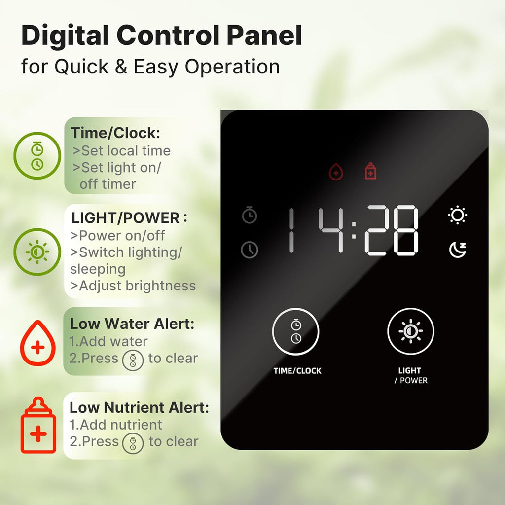 SUNCOZE Smart Hydroponics Growing System, 20 Pods, 25 in Adjustable Height | Indoor Herb Garden with 30W LED Grow