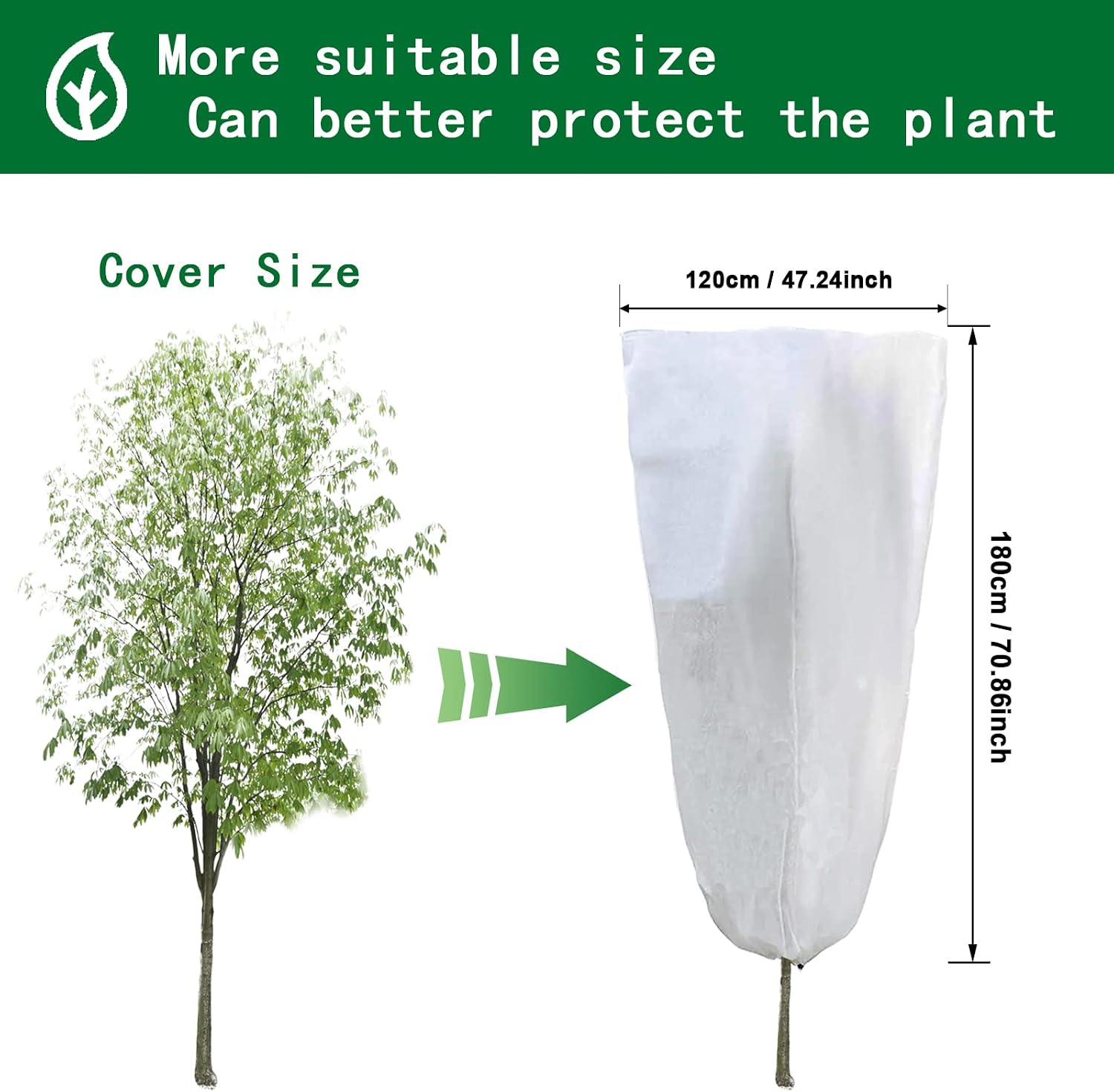 Large Size 6 Packs Plant Covers Freeze Protection 47 x 71 Inch, Upgraded Tree Frost Cloth for winter, 2.8oz/yd² Frost