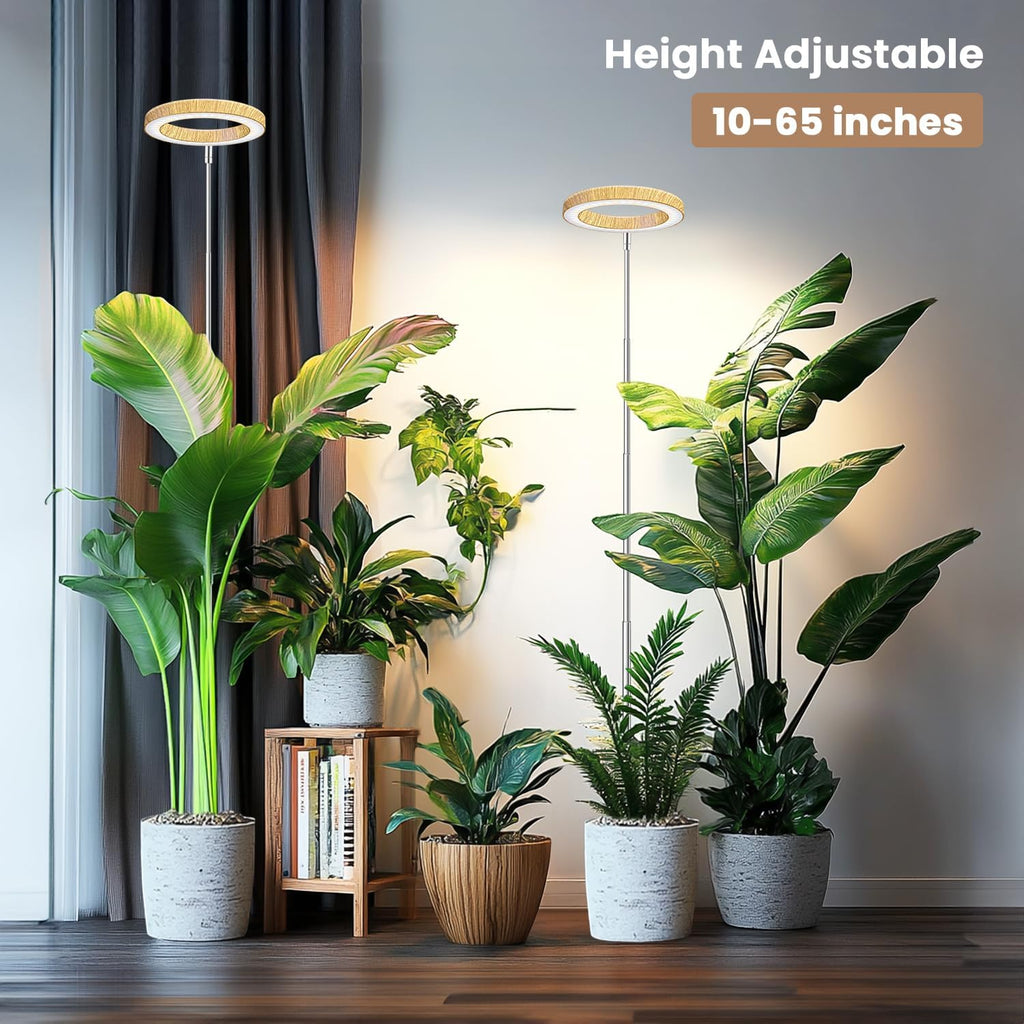 Kullsinss 6.3in Grow Lights for Indoor Plants, Full Spectrum Plant Light | Wood Grain Growing Lamp with 6/12/16H Timer
