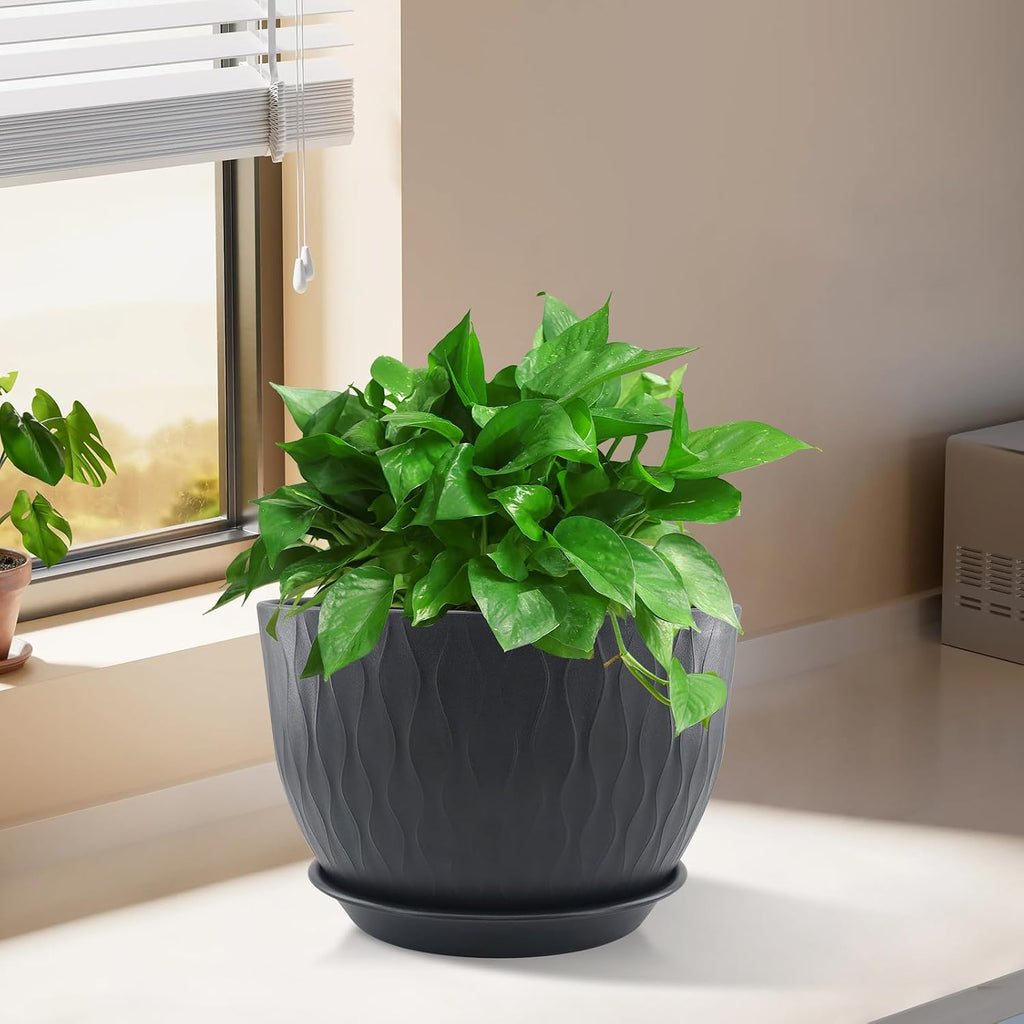 12/10/9 inch Plant Pots, 3 Pack Flower Pots for Outdoor Indoor Garden Plants, Large Planters with Multi Mesh Drainage