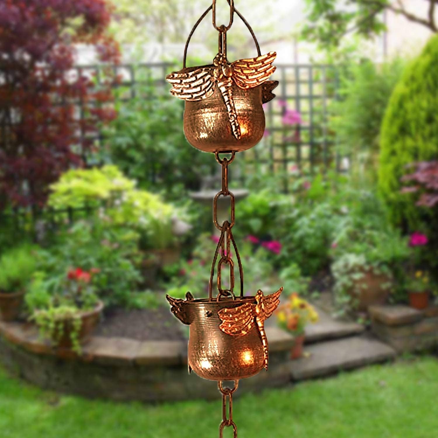 CT DISCOUNT STORE Decorate Your Home with Variety Rain Chain - Solid Metal Hand Craft Garden Decoration (Dragonfly Rain