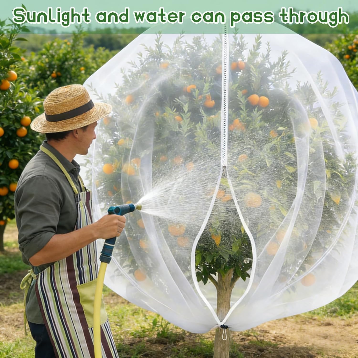 15X15 Feet Large Fruit Tree Netting Garden Netting with Zipper and Drawstring Plant Netting Insect Bird Cover for