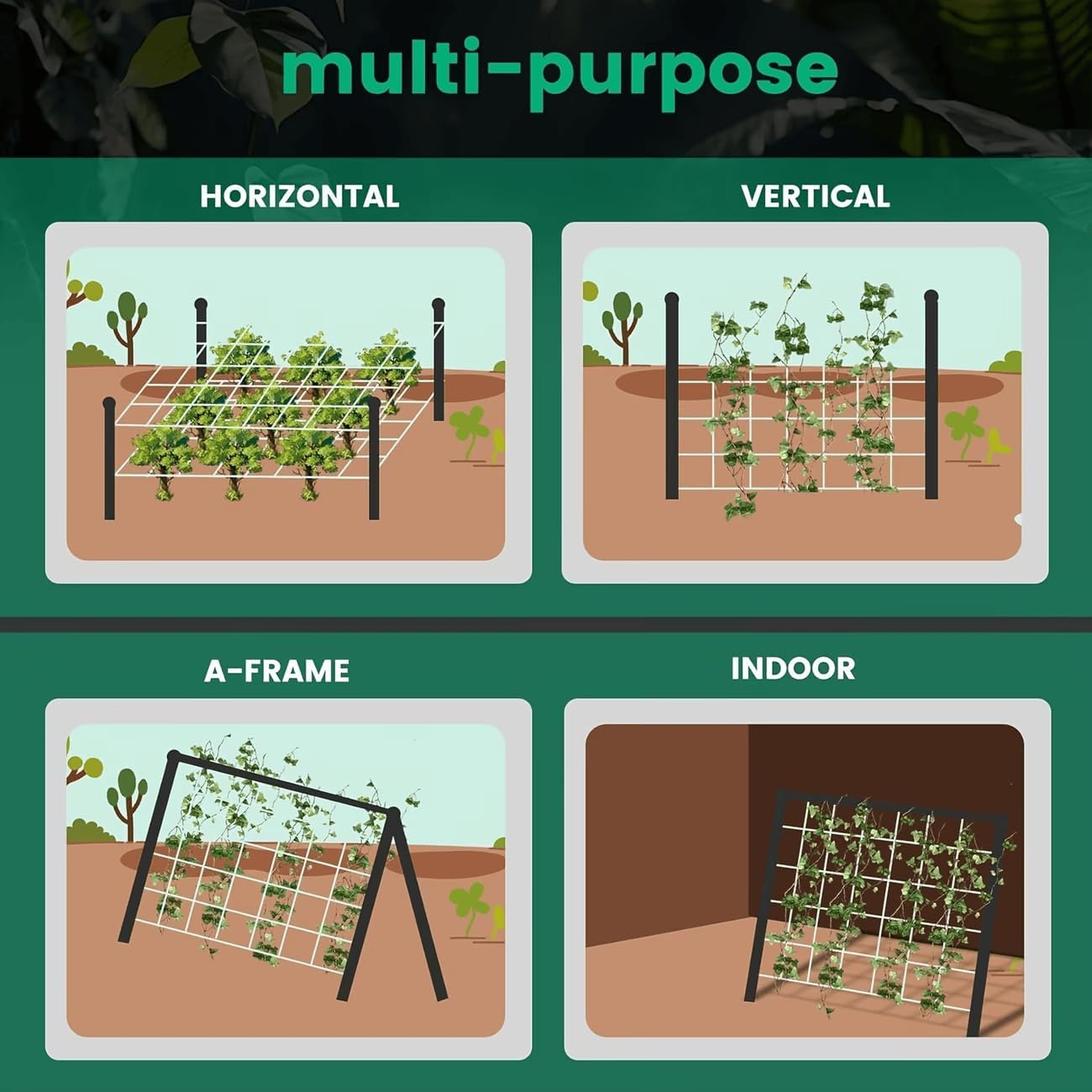 Garden Trellis Netting Roll 5x500ft 6inch Soft Mesh Nylon Heavy Duty Reinforced Garden Plant Support Trellis Net for