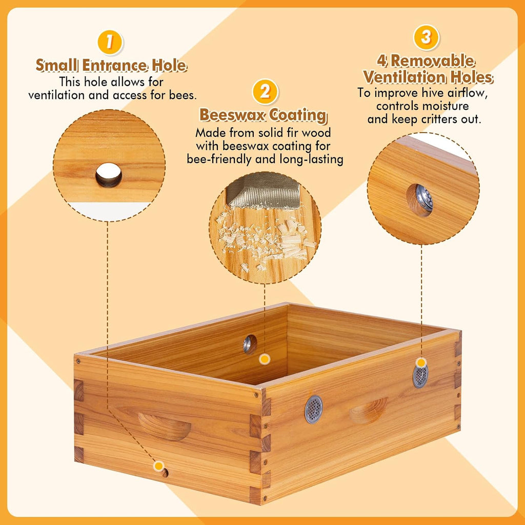 BeeCastle Bee Hive Quilt Box for Bees, Assembled Winter Quilt Box – Beekeeping Insulation & Ventilation Box, Fits 10