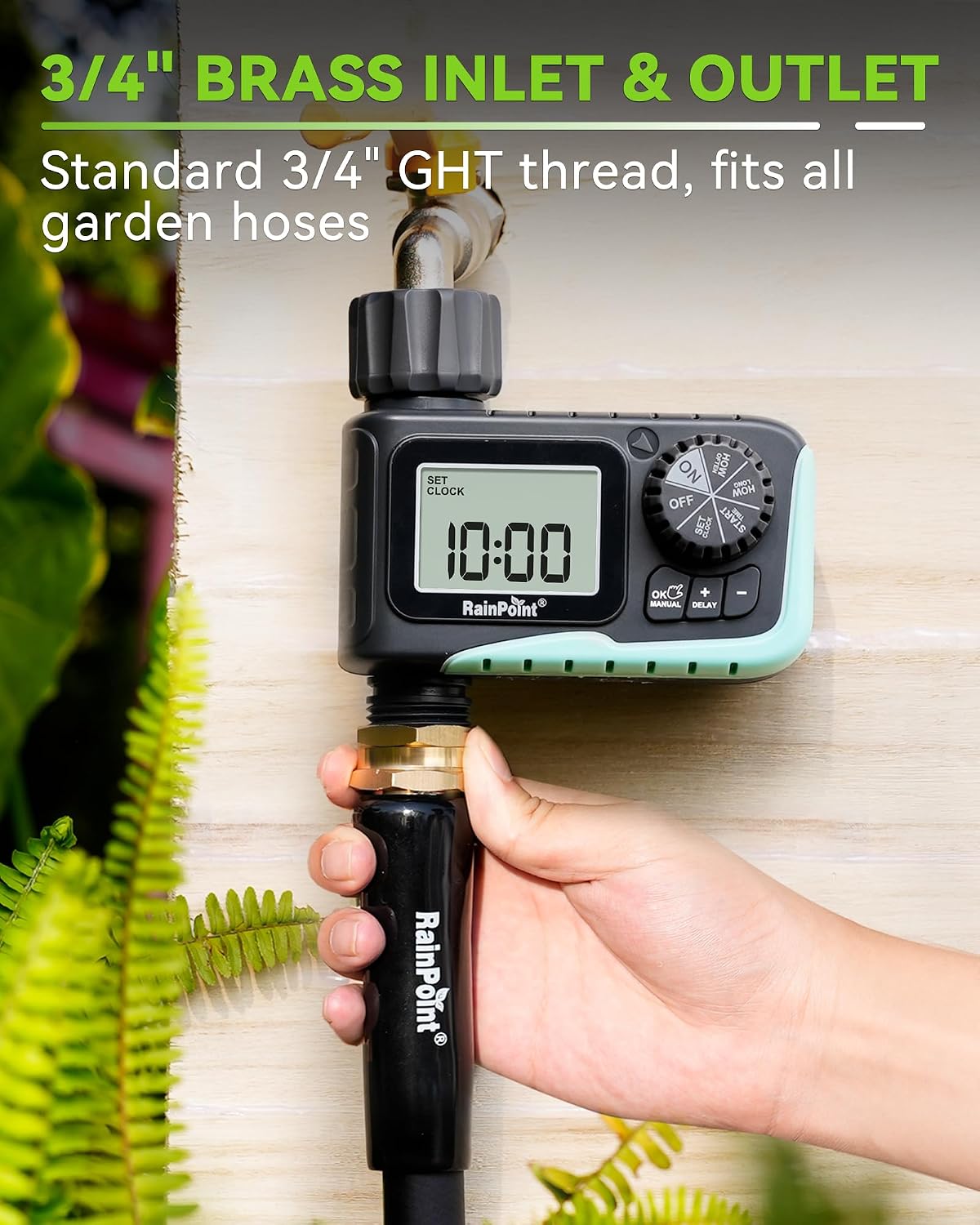RAINPOINT Sprinkler Timer, Programmable Water Timer for Garden Hose, Outdoor Soaker Hose Timed with Rain