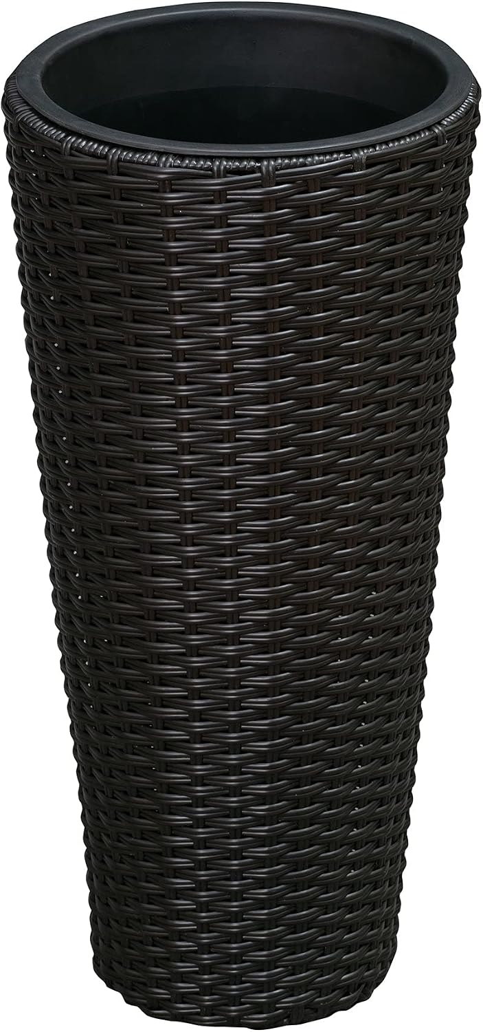 Noah Round Wicker Planter Tall Planter Decor Box for Adaptable Outdoor Furnishings All Weather Versatile Perfect Patio