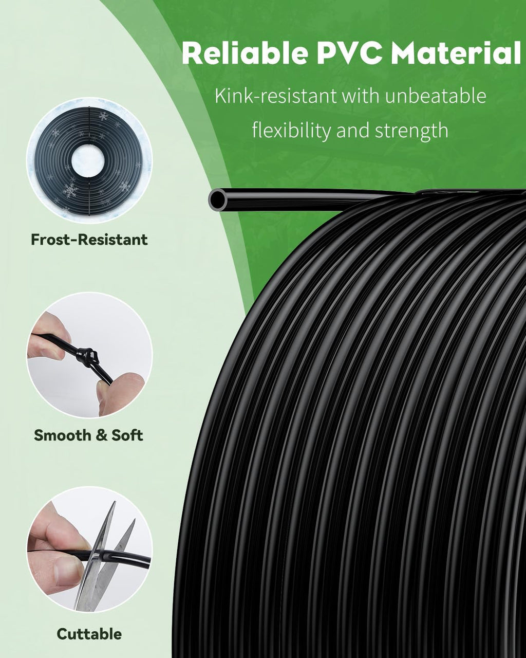 Pawfly 500 ft. 1/4" Drip Irrigation Tubing, Blank Distribution PVC Tubing for Drip Irrigation System, Drip Irrigation