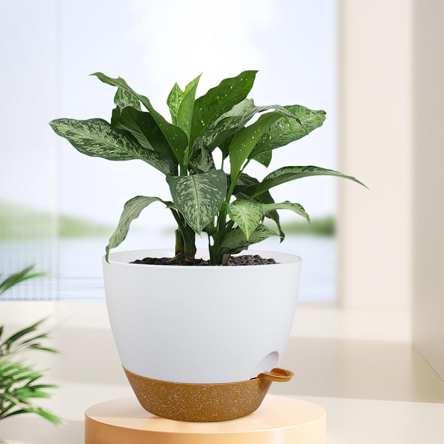 Meowell 12 inch Large Self Watering Pots for Indoor Outdoor Plants, Plant Pots with Mesh Drainage Holes for Garden