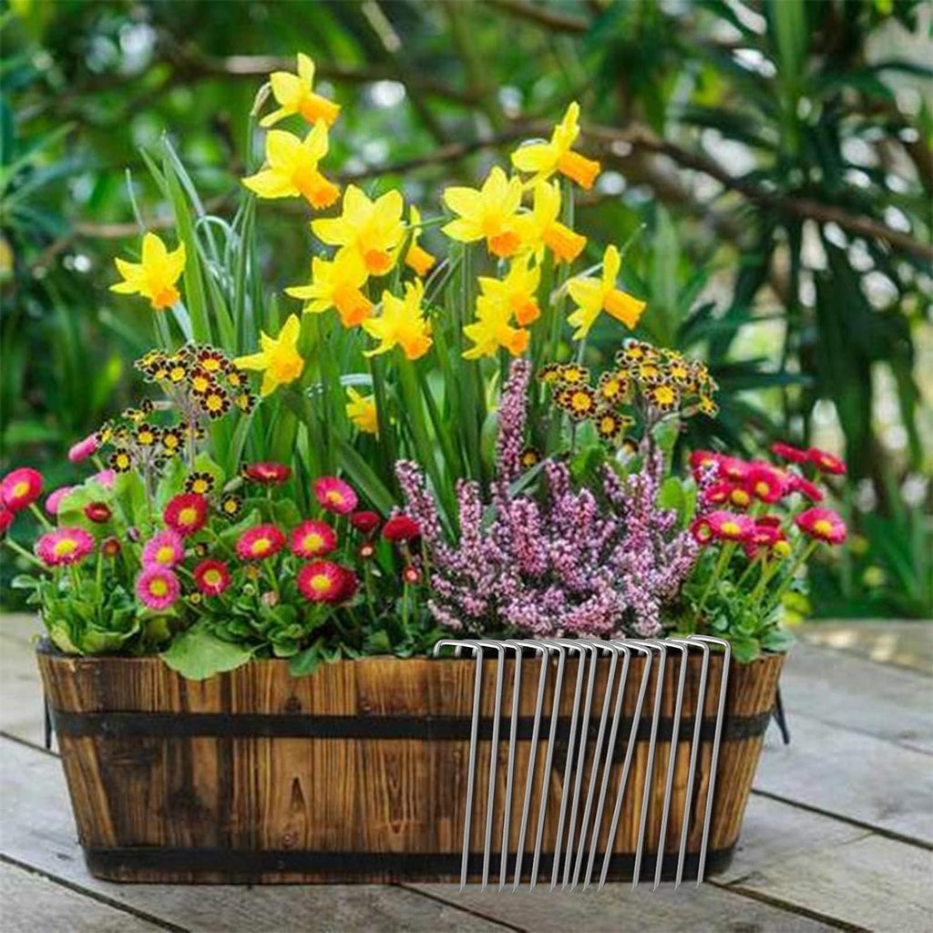 12 Inch Galvanized Garden Landscape Staples Stakes, 25 50 100 PCS Anti-Rust Garden Staples Tent Ground Stakes U-Shaped
