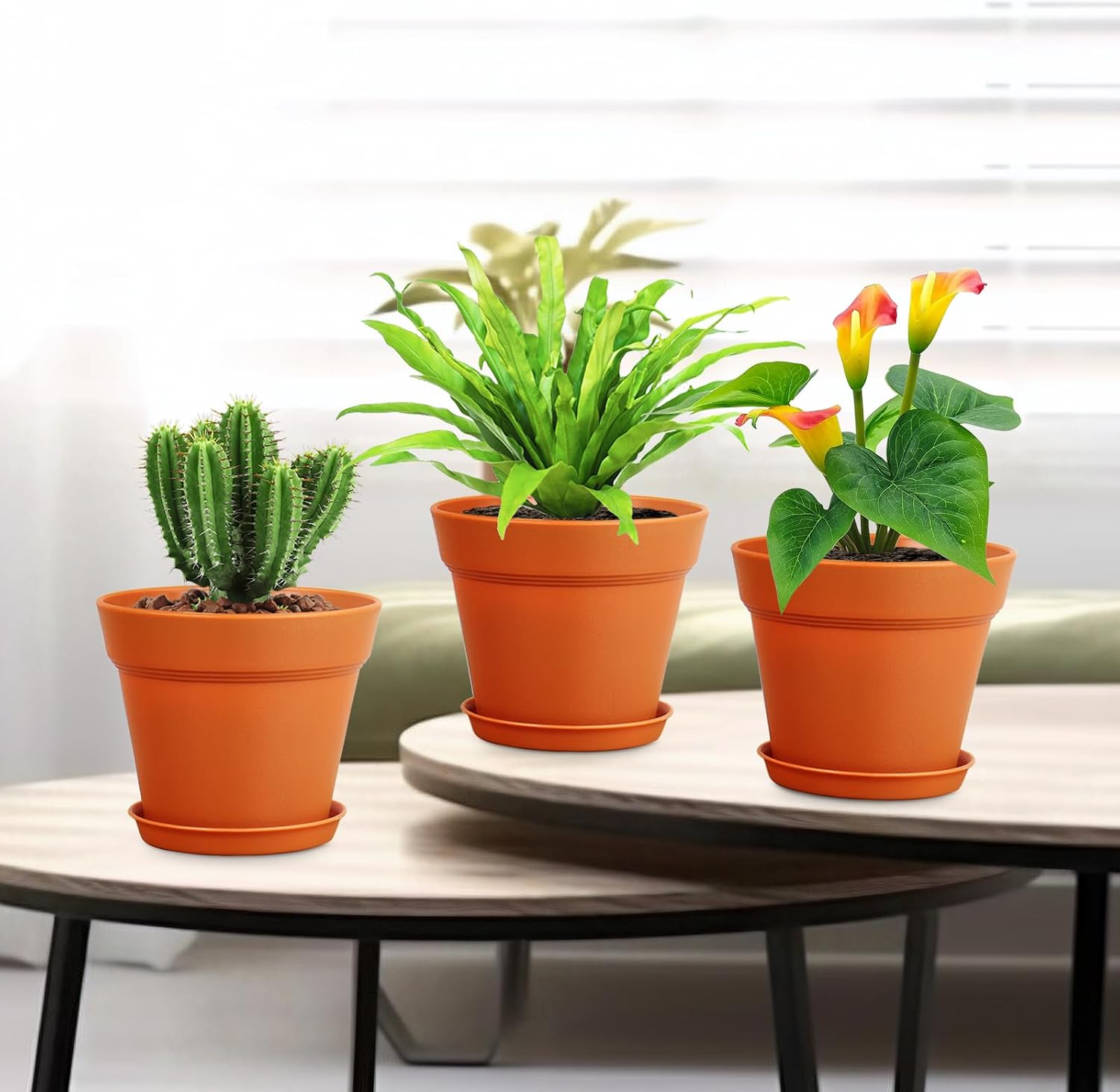 Meowell 6 inch Plastic Nursery Pots, 16 Pack Plant Pots for Indoor Outdoor Plants, Flower Pots with Drainage Holes and