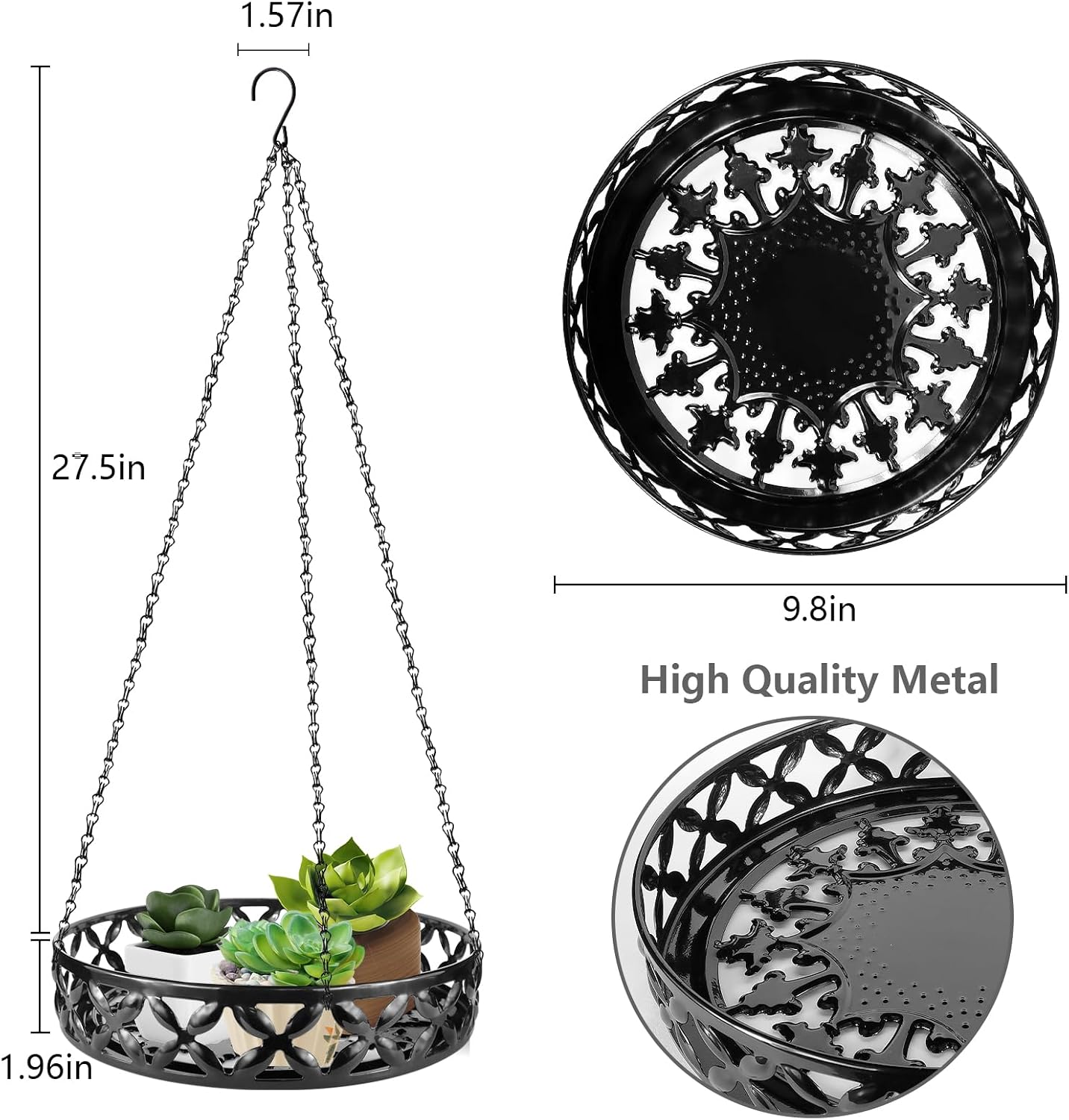Plant Hanger, 2pcs Metal Hanging Plant Shelf Decorative Planter Flower Pots Holder for Indoor Outdoor, Modern Plant