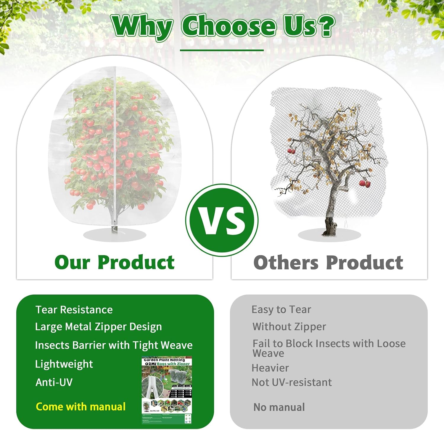 OZMI 4 Pack Bird Netting for Garden Protection with Zipper & Drawstring, 2.3FT x 3.4FT Reusable Mosquito Net Plant