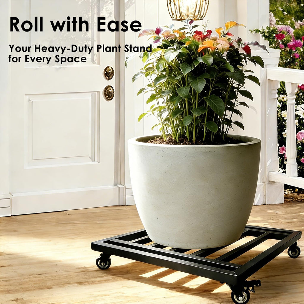 22" Plant Caddy with Wheels Heavy Duty,600Lbs Large Metal Plant Dolly,Rolling Square Plant Stand with Industrial