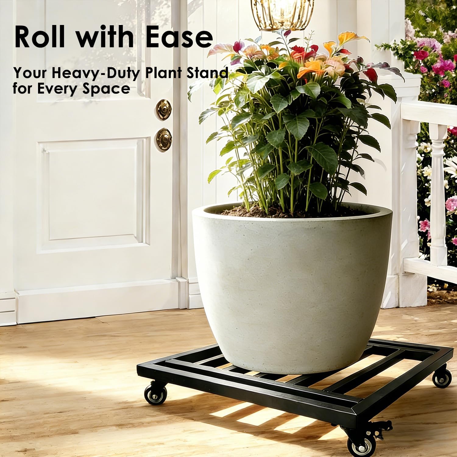 22" Plant Caddy with Wheels Heavy Duty,600Lbs Large Metal Plant Dolly,Rolling Square Plant Stand with Industrial