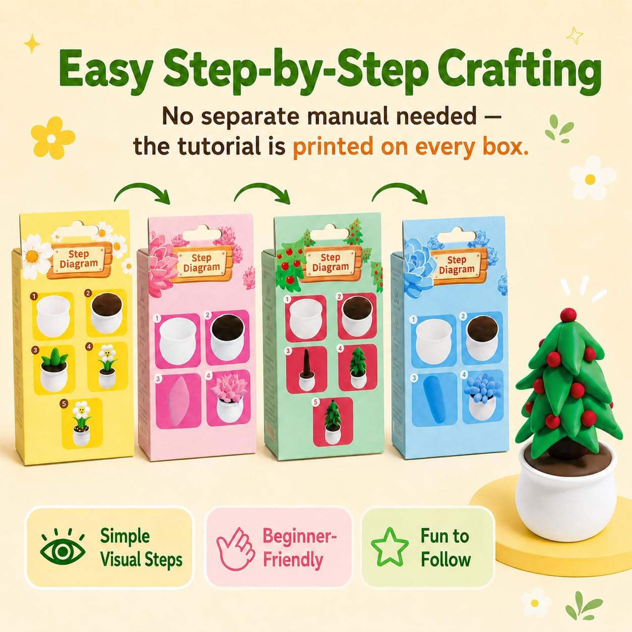 Air Dry Clay Kit for Kids, 12 Plants Modeling Magic Clay Sculpting Tools | Ultra-Light & Soft, Safe and Non-Sticky, DIY