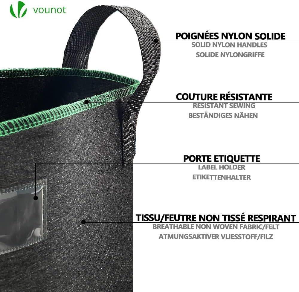 VOUNOT Pack of 3 Plant Grow Bags for Vegetables 54 Gallon Potato Growing Kit with Window Flap, Non-Woven Plant Fabric