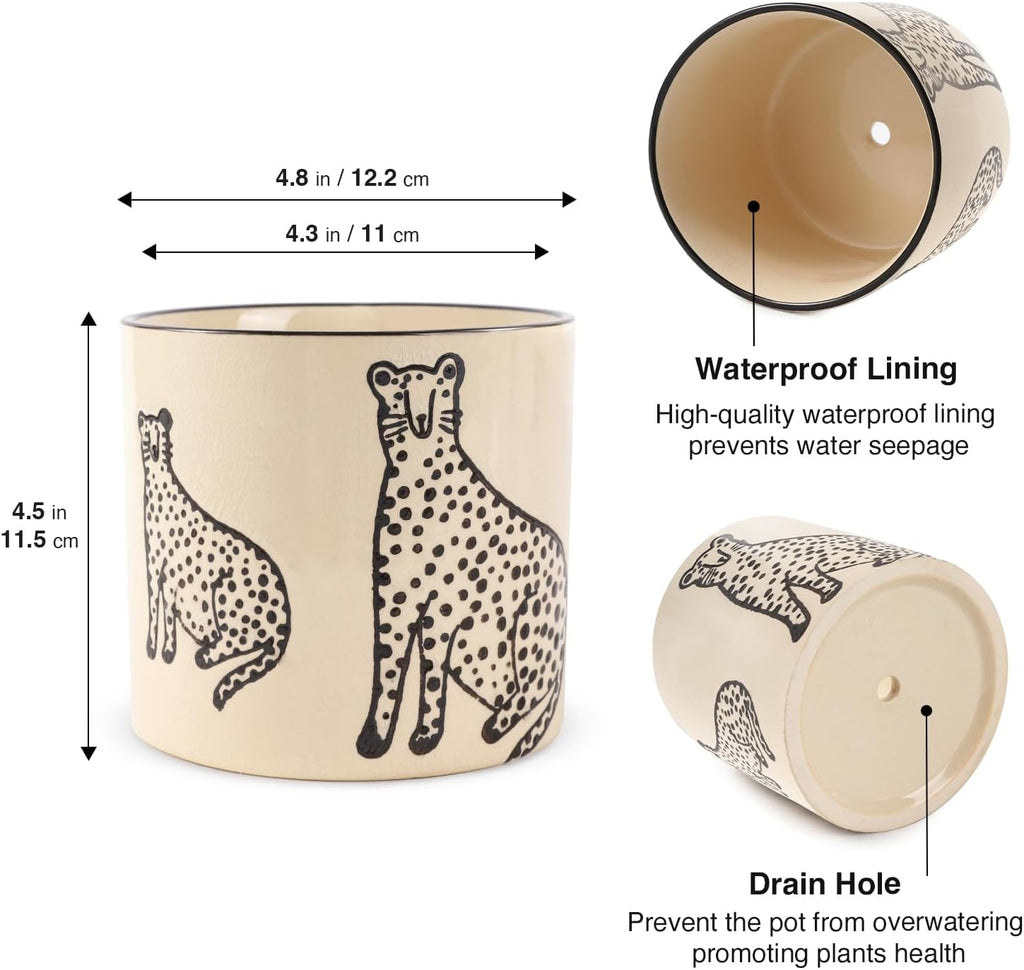 STHIE 5 Inch Ceramic Planters for Indoor Plants, Funny Small Plant Pots | Cute Planters with Drainage Holes, Unique