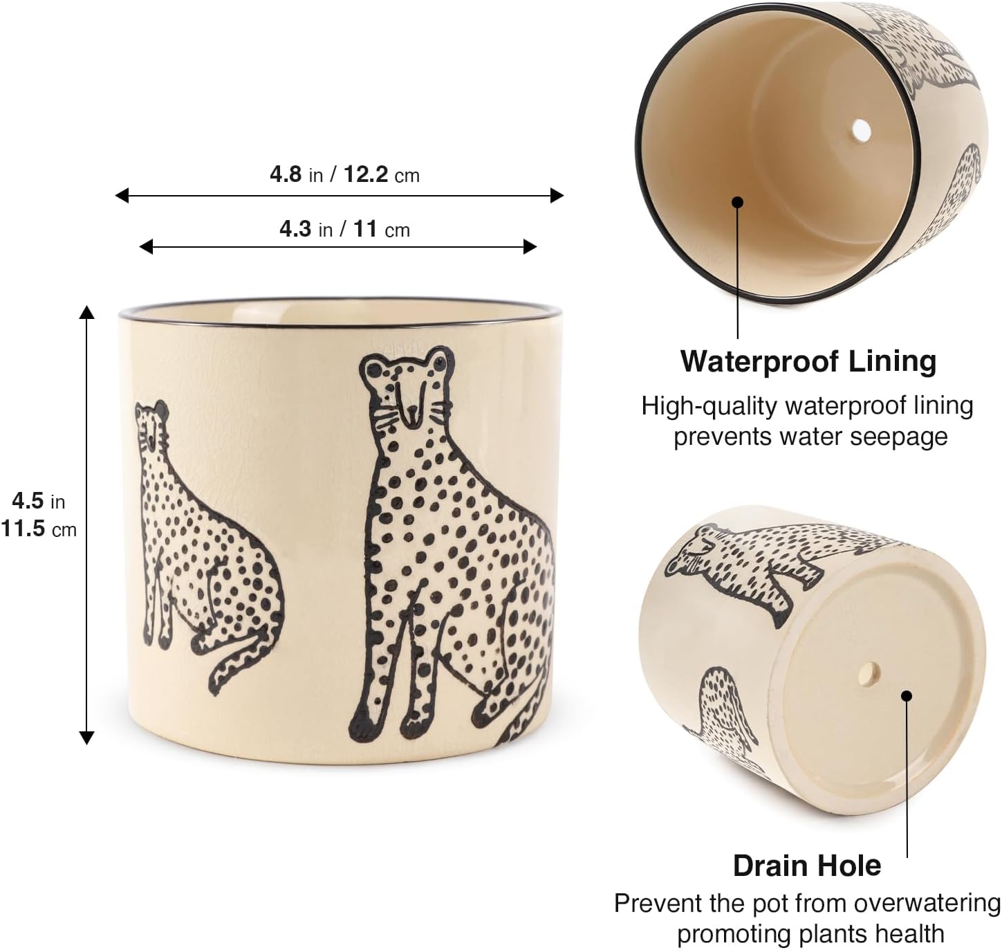 STHIE 5 Inch Ceramic Planters for Indoor Plants, Funny Small Plant Pots | Cute Planters with Drainage Holes, Unique